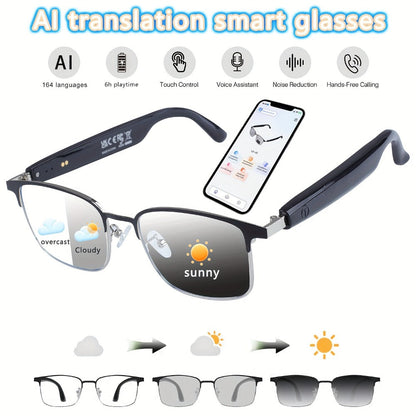 Smart Glasses 160-Language Translation Eyewear with Open-Ear Audio and 19 Photochromic Frame Options