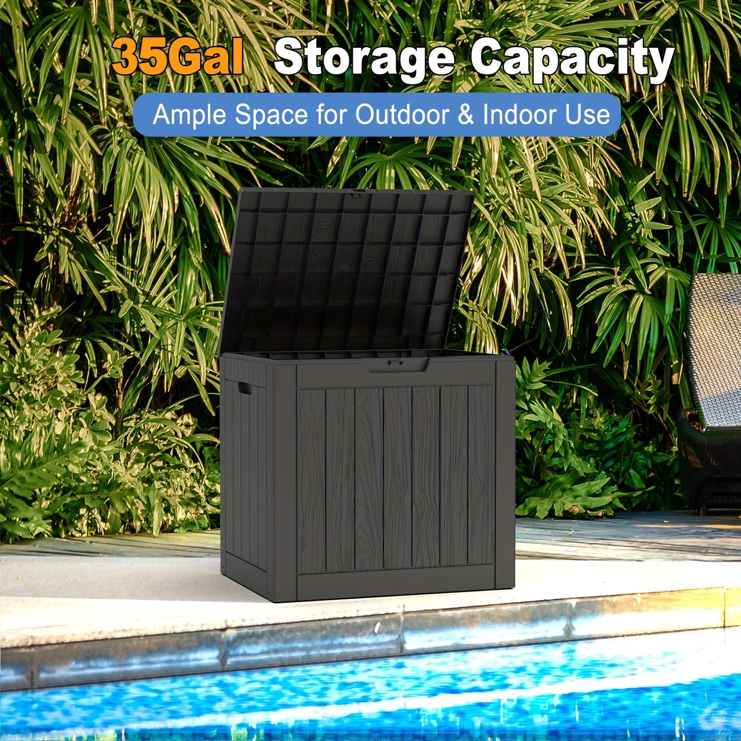 Deck Box Resin Heavy Duty 230LB Lockable | Patio Garden Pool Garage