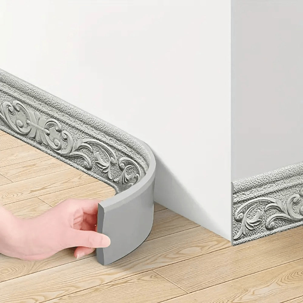 Carved Foam Baseboard Wall Trim Sticker in White, Silver Gray, Copper or Golden, Available in 4, 8 or 12 Rolls