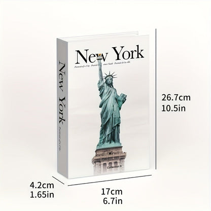 Three-Piece Decorative Book Box Set with Paris, London and New York Covers for Shelves and Coffee Tables