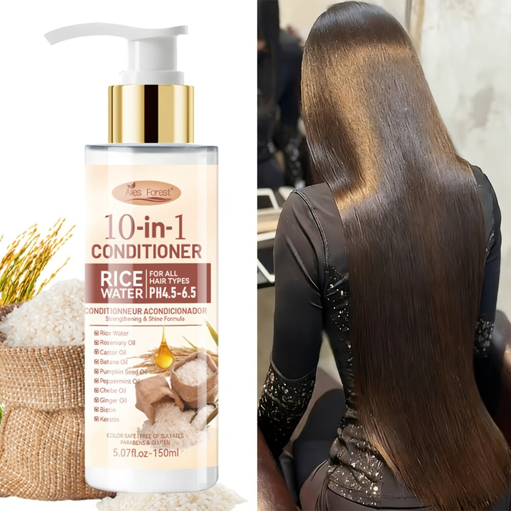 Rice Water Shampoo and Conditioner Set for Women — Fermented Rice Water 10-in-1 Hair Care for Volumizing, Anti-Frizz, Heat Protection & Damage Repair, Thicker Fuller Hair