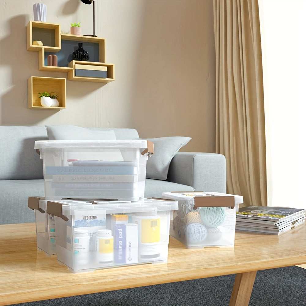 Clear Plastic Storage Bins with Lids 6 Pack, 3.5 Quart Stackable Organizing Containers with Secure Latch Handles for Home Kitchen Office Bathroom Pantry Closet Organization