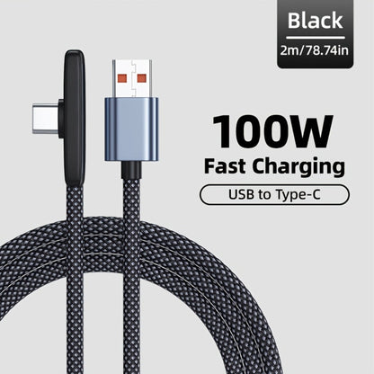 Right-Angle USB Charging Cable with USB-A or USB-C Input Options, 100W Marking and 1 m or 2 m Lengths