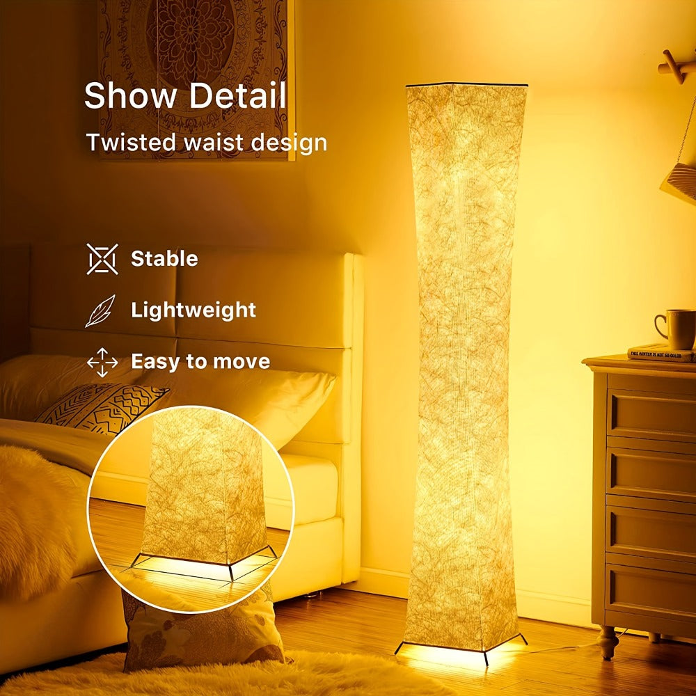 52-Inch Rectangular Fabric Column Floor Lamp with 3000K, 4500K and 6000K Modes plus Handheld Remote