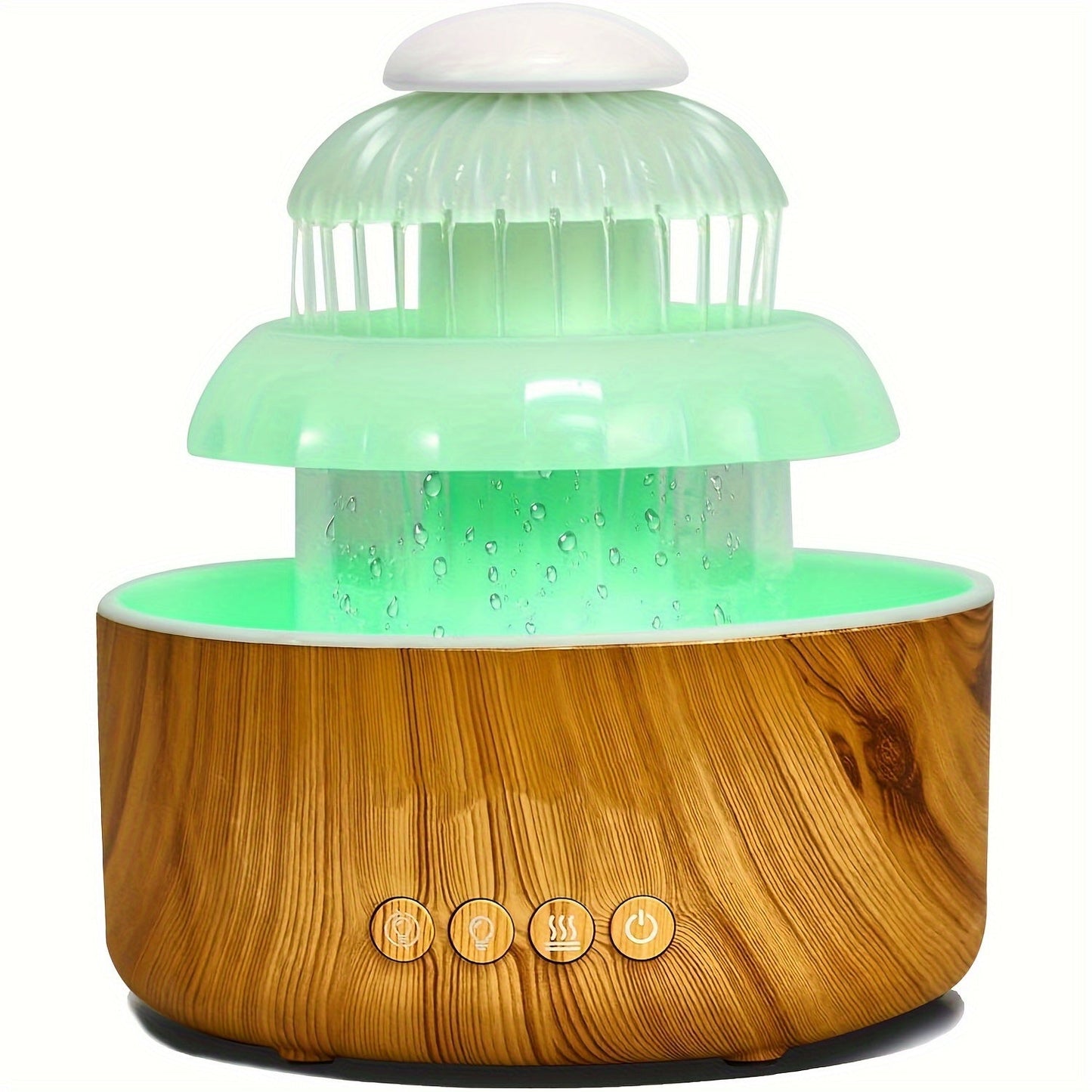 Humidifier Rain-Sound Model with Eight-Color Night Light, 10-Hour Runtime and Water-Soluble Oil Compatibility