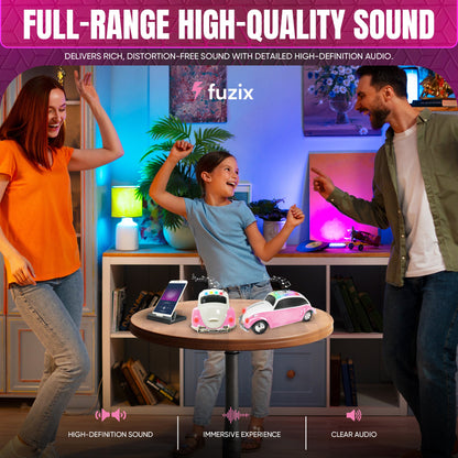 Fuzix WS-1958 Vintage Car Bluetooth Speaker with LED Headlights & Taillights | Retro Wireless Stereo, FM Radio, AUX/USB/TF, Built-in Mic, Rechargeable – Novelty Gift for Car Enthusiasts & Music Lovers