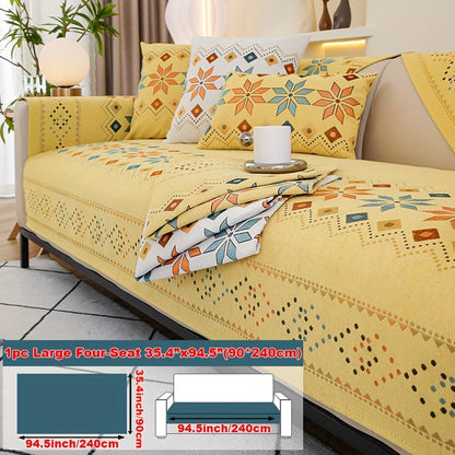 Sofa Cover Bohemian Chenille Jacquard Knit Sections with Anti-Slip Feature for Seat, Armrest or Backrest