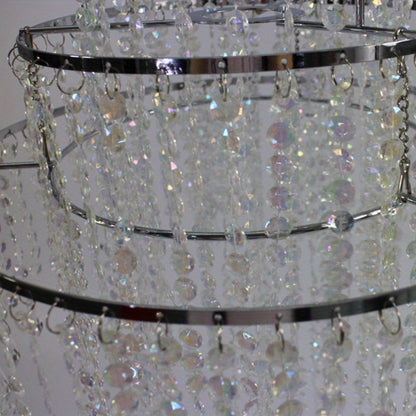 Crystal Beaded Chandelier Lampshade Acrylic Sparkling Droplets Elegant Ceiling Light Fixture Cover for Wedding Party Home Decor Multiple Sizes Branch Style Beadwork Pendant Shade