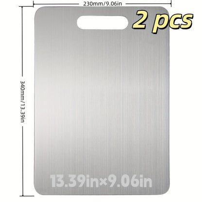 13.39 x 9.06-Inch 304 Stainless-Steel-Labeled Cutting Board with Handle in One- or Two-Piece Packs