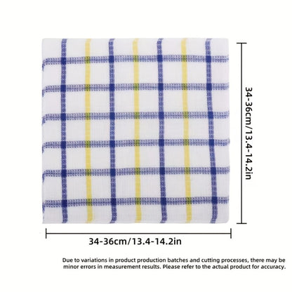 Twelve-Piece Assorted Plaid Kitchen Dishcloth Set with Square Woven Cloths in Random Check Styles