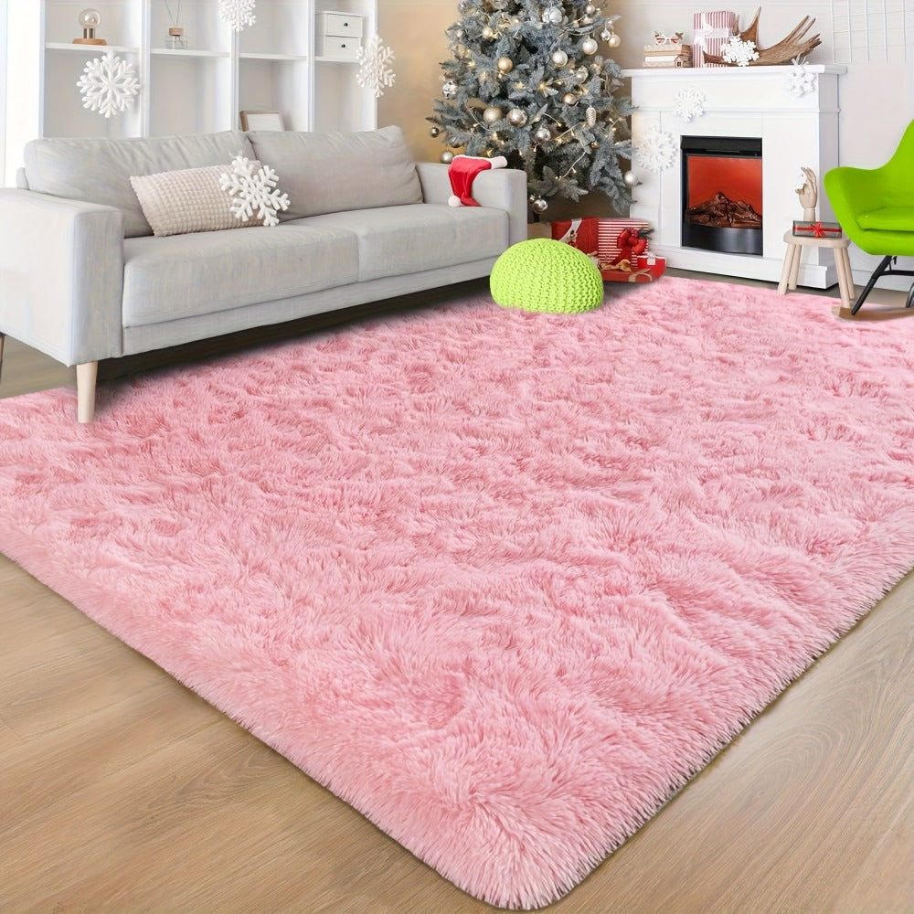 Shaggy Area Rug Soft Plush Fuzzy Carpet Non-Slip Tie-Dye Design for Bedroom Living Room Nursery Dorm — Pet Friendly Machine Washable Multiple Sizes & Colors