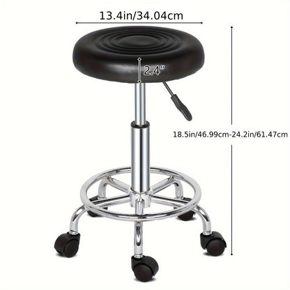 Round Padded Swivel Bar Stool 360° with Chrome Base - Adjustable Height Salon Kitchen Counter Stool for Nail