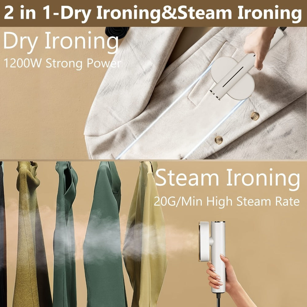 Handheld 1200W Steam Iron with 90-Degree Rotating Head in White or Aurora Purple, Plus Pictured Accessories