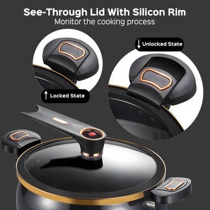 Nonstick Soup Pot Large Capacity 1.85 Gallon Twist Lock Handle Cooking Pot for Gas Stove Induction Cooker Open Flame Multifunctional Stew Pot for Home Restaurant Orange
