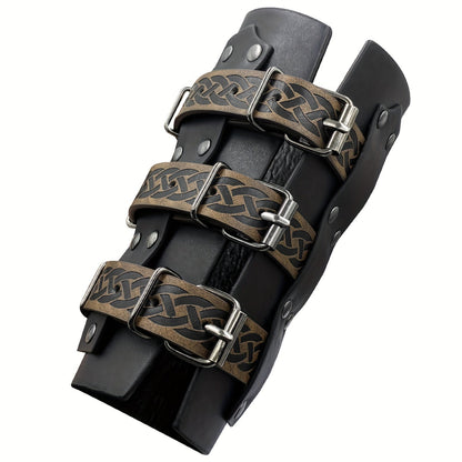 Costume Accessories Faux Leather Bracers in Brown or Black with Single-Piece and Two-Piece Options