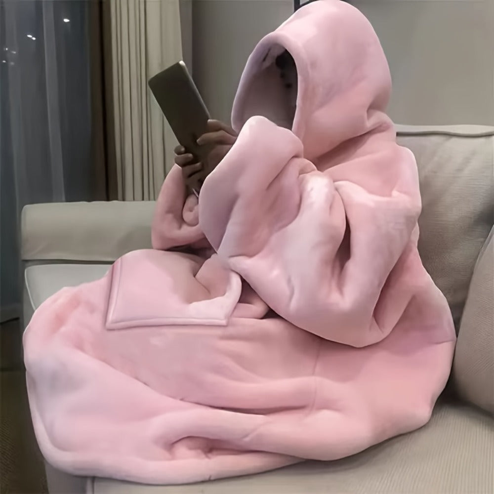 Pile-Texture Wearable Blanket Hoodie with Kangaroo Pocket and Four Pumpkin, Moon or Sock Bundle Styles