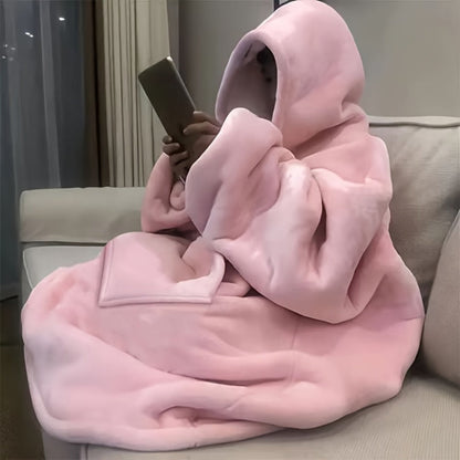 Pile-Texture Wearable Blanket Hoodie with Kangaroo Pocket and Four Pumpkin, Moon or Sock Bundle Styles