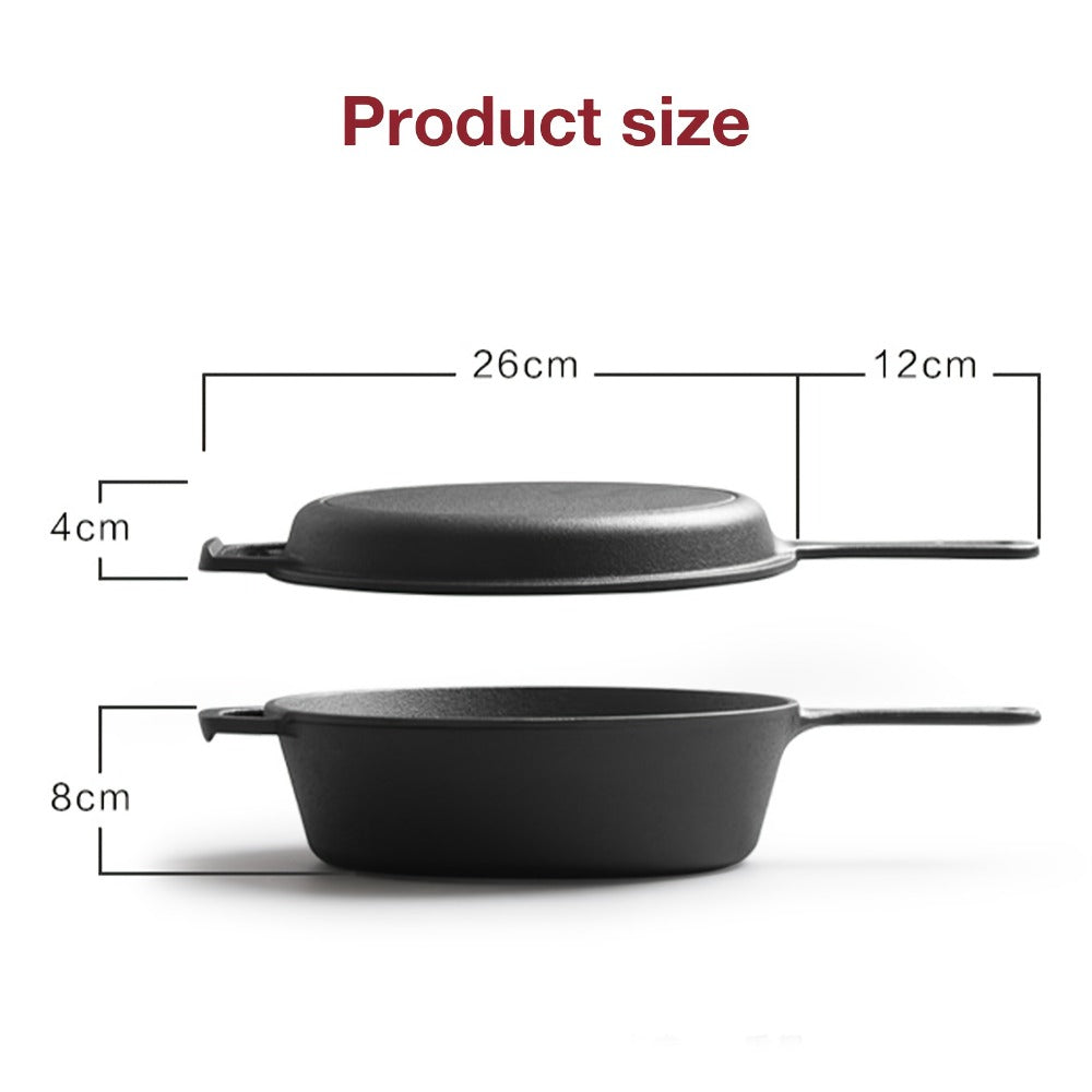 Cast Iron Dutch Oven & Frying Pan Set – Pre-Seasoned 2-in-1 Cookware, Deep Pan + Skillet for Stovetop, Induction, Oven, BBQ & Outdoor Cooking, Multi-Purpose Pots and Pans Set