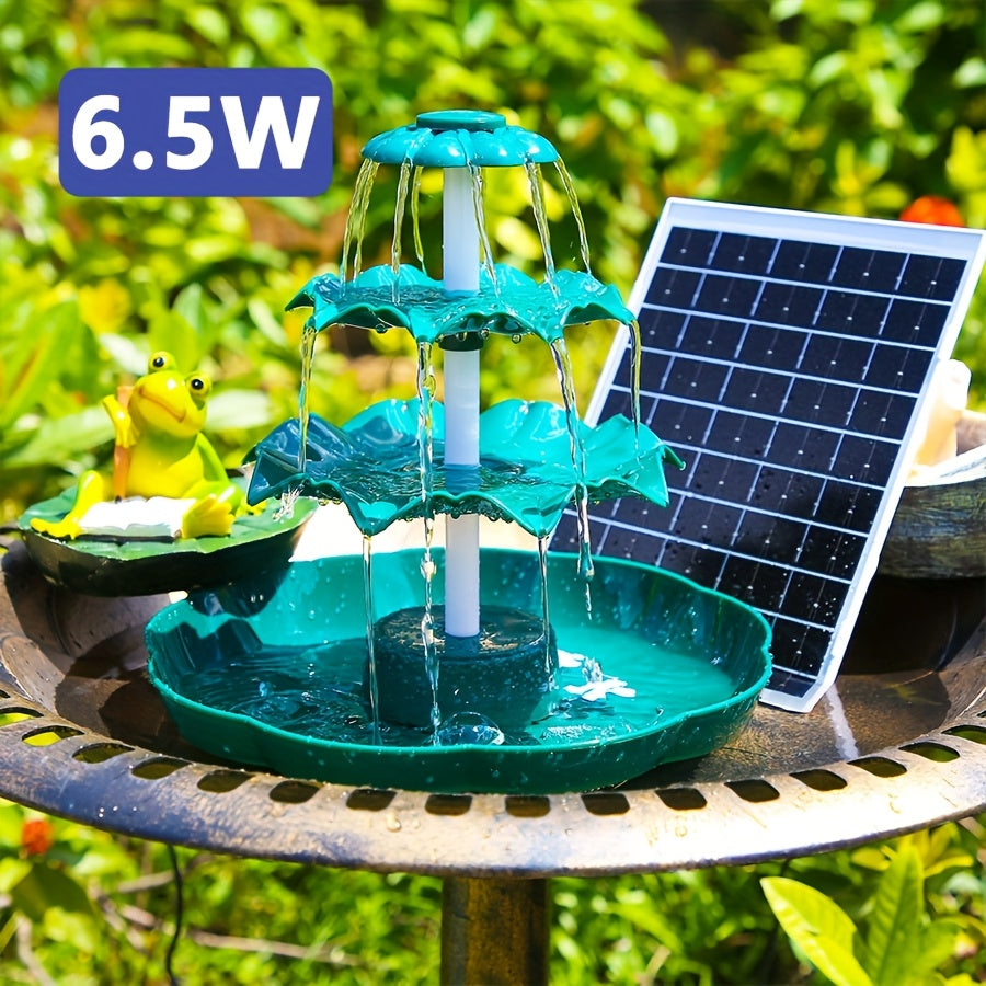 Solar Garden Fountain 3-Layer Wave 6.5W IPX8 Dark Green DIY for Garden, Pathway and Patio Lighting