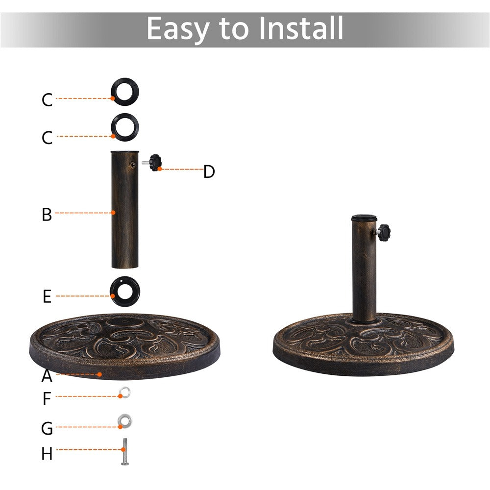 17.5-Inch Round Umbrella Base with Multiple Color Options for Outdoor Shade and Protection detail image - detail view 9