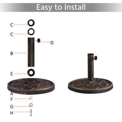 17.5-Inch Round Umbrella Base with Multiple Color Options for Outdoor Shade and Protection detail image - detail view 9