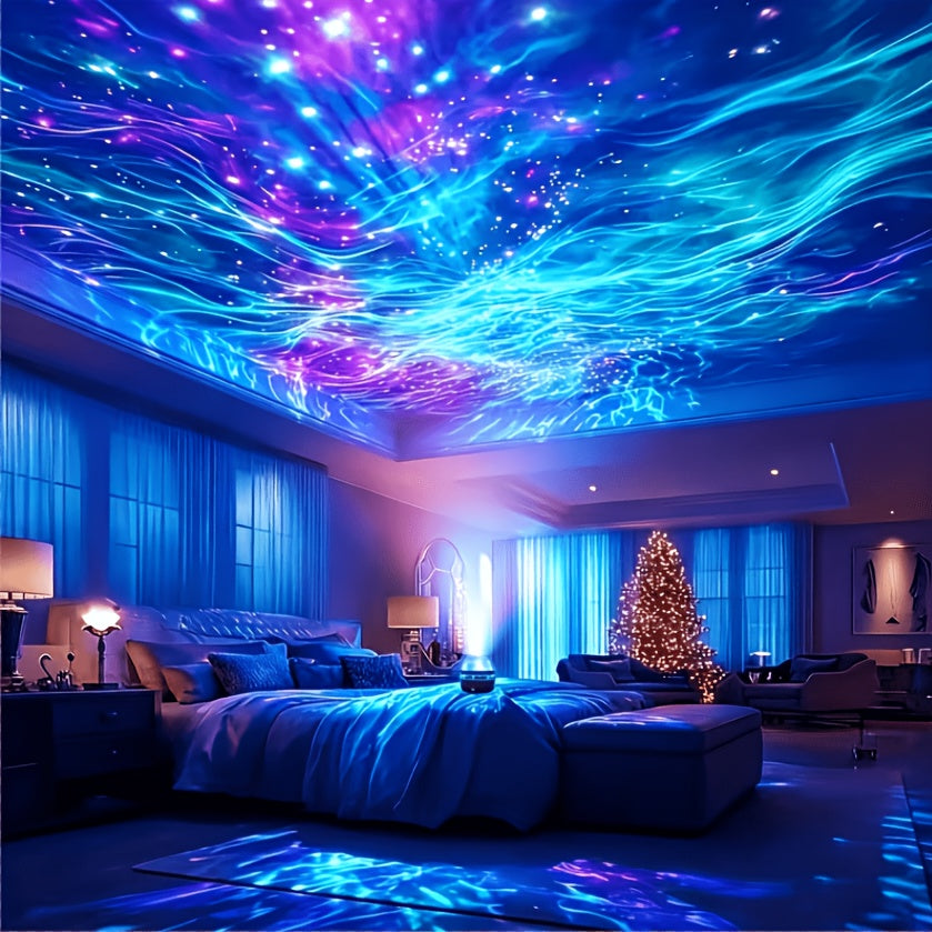 17-Color Star Projector Night Light shown in the Black option