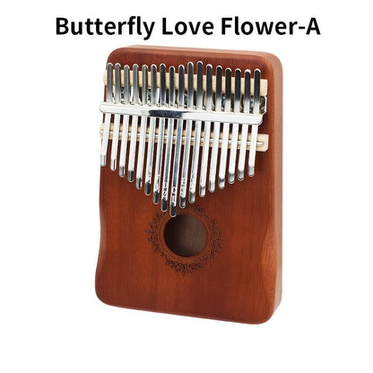 17-Key Kalimba Thumb Piano shown in the Butterfly Love Flower-A option