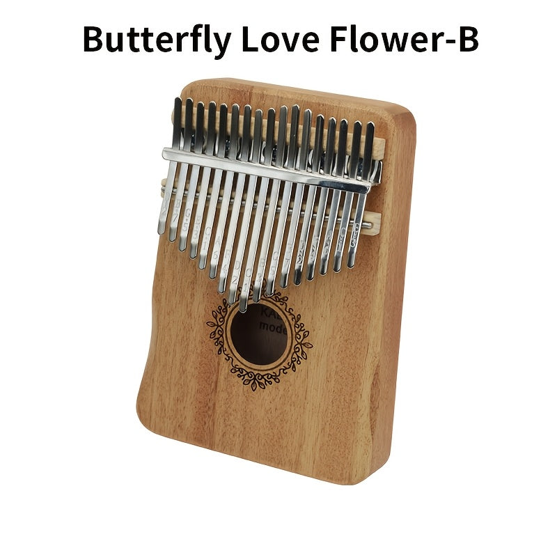17-Key Kalimba Thumb Piano shown in the Butterfly Love Flower-B option