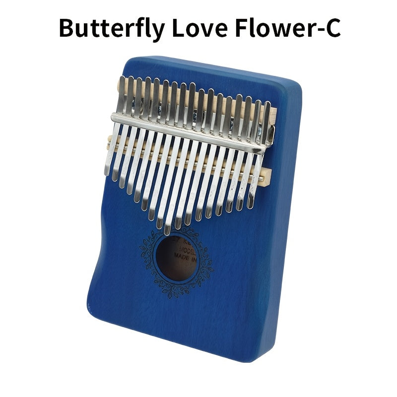 17-Key Kalimba Thumb Piano shown in the Butterfly Love Flower-C option
