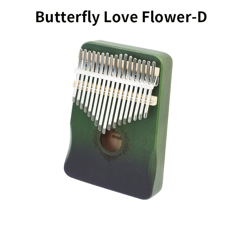 17-Key Kalimba Thumb Piano shown in the Butterfly Love Flower-D option