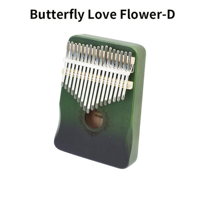17-Key Kalimba Thumb Piano shown in the Butterfly Love Flower-D option