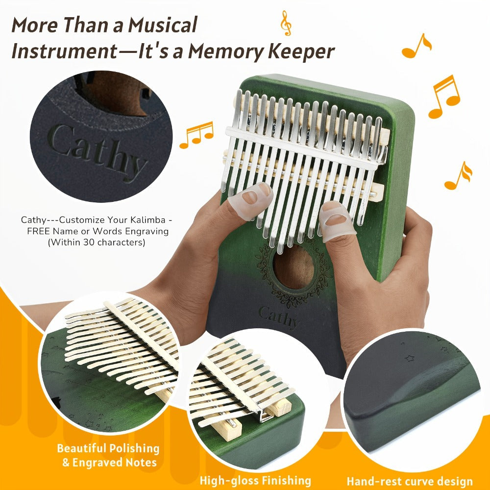 17-Key Kalimba Thumb Piano with Gift Box, Tuning Hammer and Songbook detail image - detail view 12