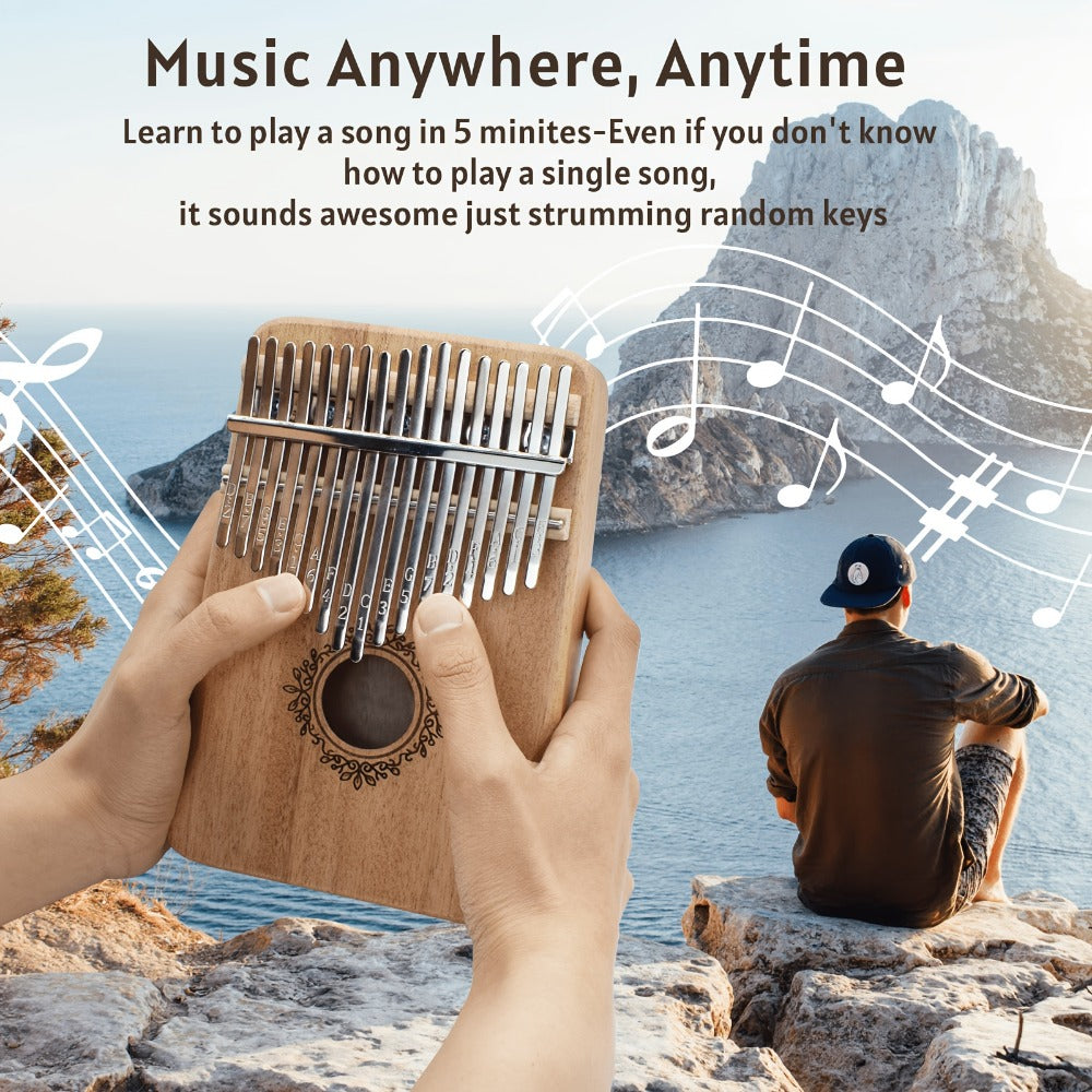 17-Key Kalimba Thumb Piano with Gift Box, Tuning Hammer and Songbook detail image - detail view 4