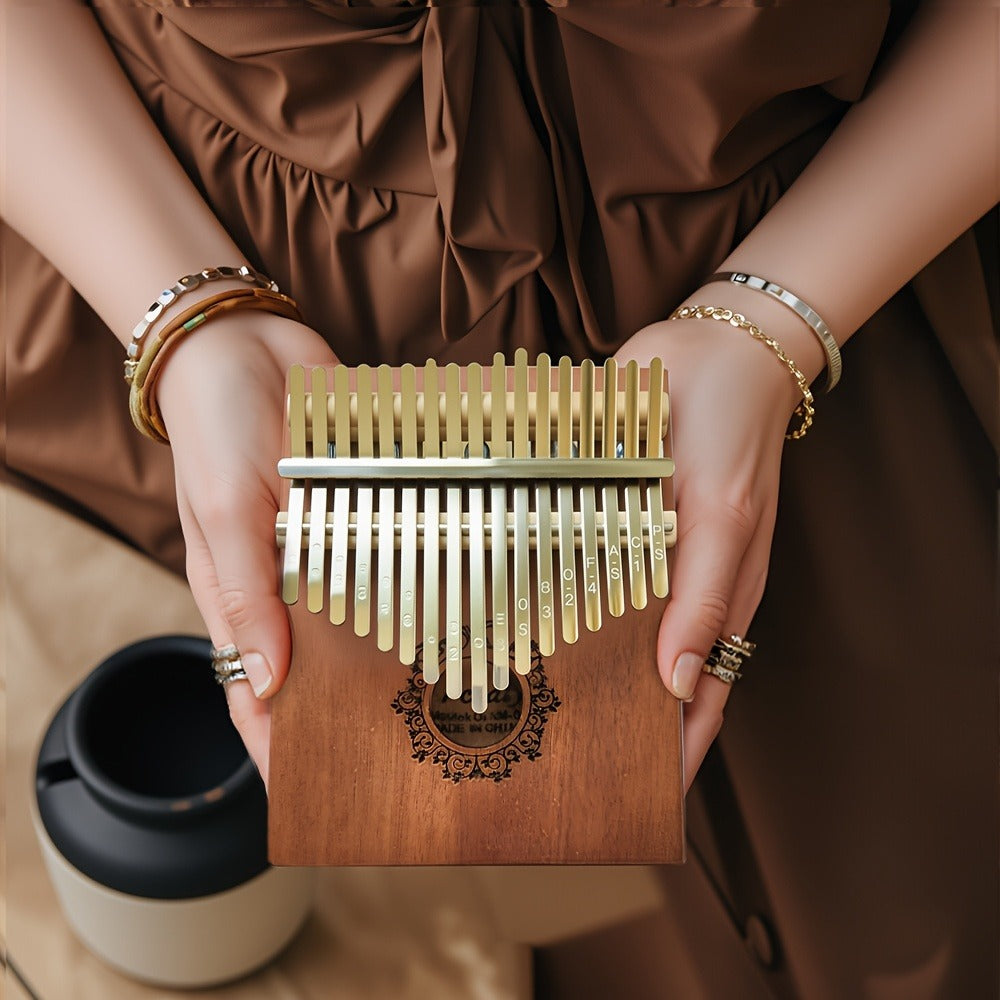 17-Key Vintage Kalimba Thumb Piano with Learning Guide and Tuning Hammer detail image - detail view 10
