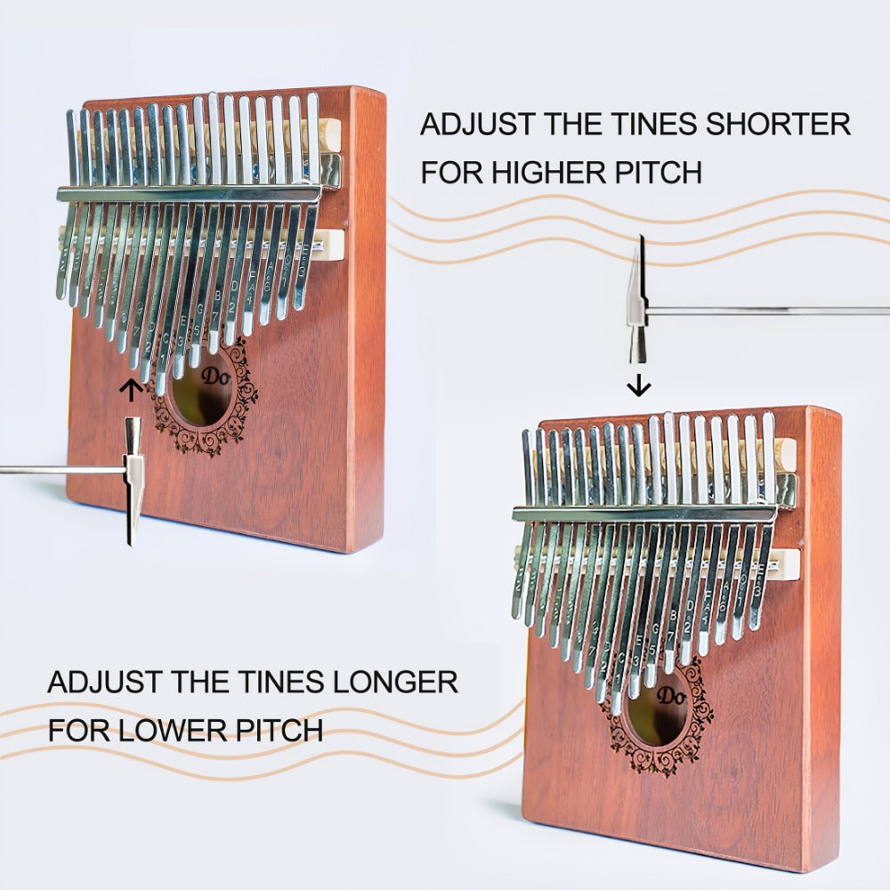 17-Key Vintage Kalimba Thumb Piano with Learning Guide and Tuning Hammer detail image - detail view 4