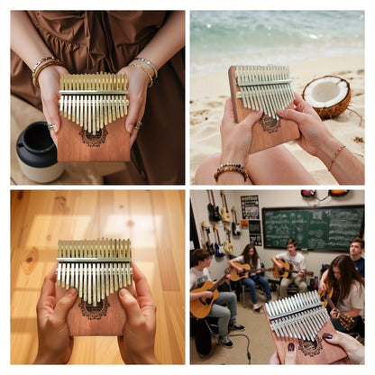 17-Key Vintage Kalimba Thumb Piano with Learning Guide and Tuning Hammer detail image - detail view 8