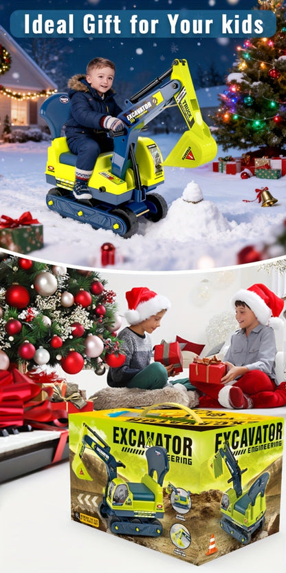 Kids Ride-On Construction Truck Large Manual-Powered Engineering Vehicle Safety Bumpers Indoor Outdoor Beach Play Birthday Holiday Gift Boys Ages 3-6+ Green Thickened Standard
