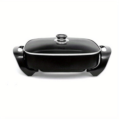 Jumbo Electric Skillet 8-Quart 16x12x3.15 Inch Deep Dish Copper Nonstick with Tempered Glass Vented Lid & Upgraded Thermostat – Large Family Electric Frying Pan for Roasting Frying