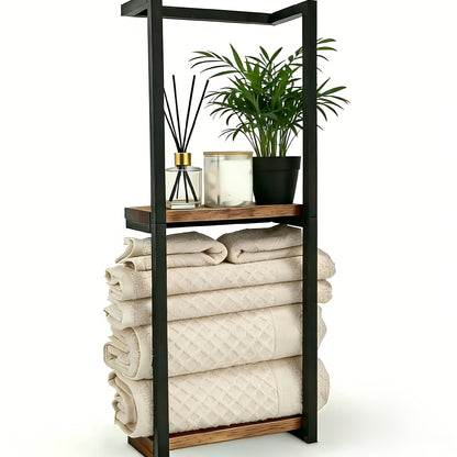 Towel Rack Wall Mounted 2-Layer Storage Organizer 11.2 Inch - Space Saving Hanging Towel Holder for Bathroom, Bedroom & Home Rooms, Contemporary Style, Available in 1-Pack & 2-Pack