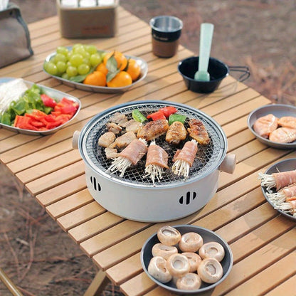 12.2-Inch Round Charcoal Grill Set with Stainless-Steel-Labeled Body, Charcoal Pan, Grids and Tongs