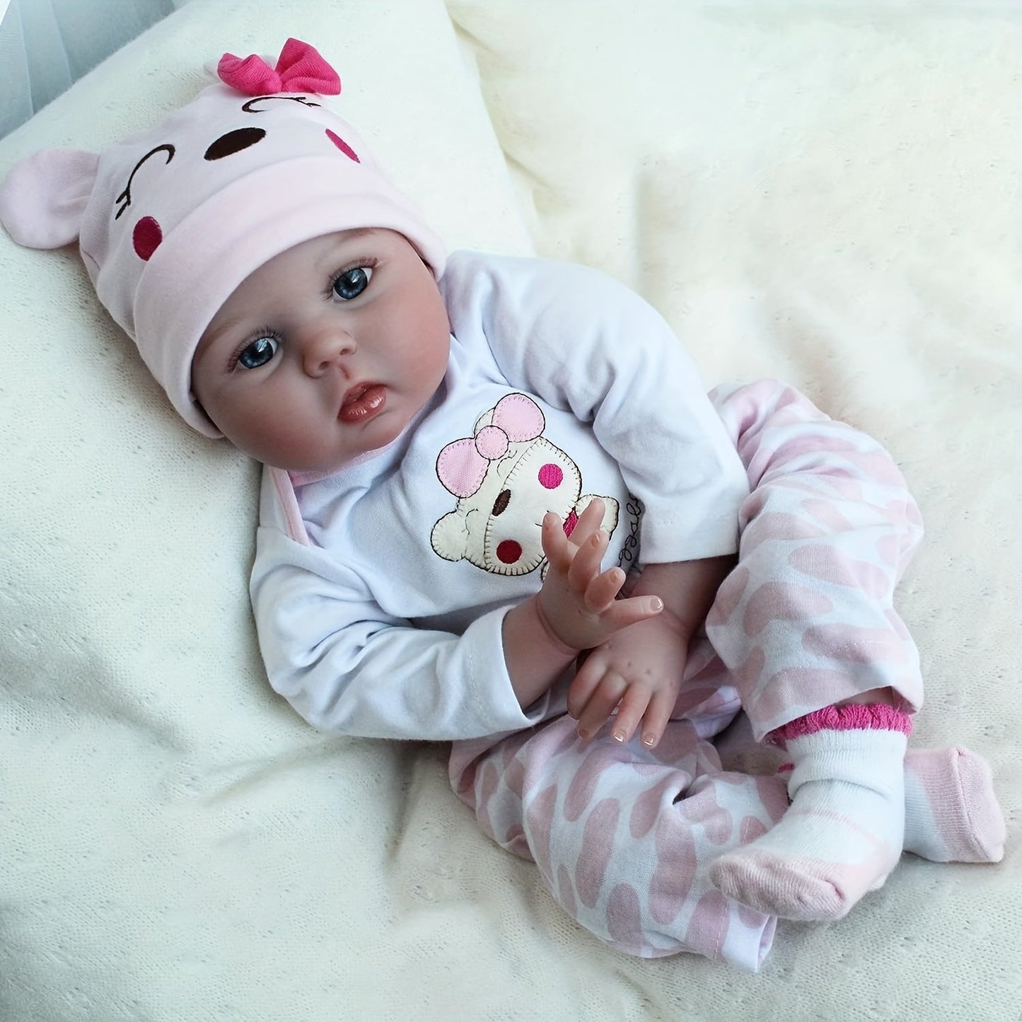 Reborn Doll 22-Inch Cloth-Body Sleeping Figure with Vinyl Head and Limbs, Character-Print Outfit and Accessories