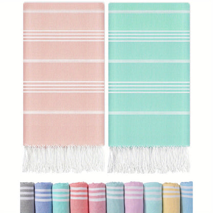 Turkish Beach Towels 2 Pack Sand Free Quick Dry Oversized Extra Large Lightweight Sandproof Compact Pool Swim Travel Camping Vacation Gift for Men Women Yellow Orange Blue Pink Purple Grey
