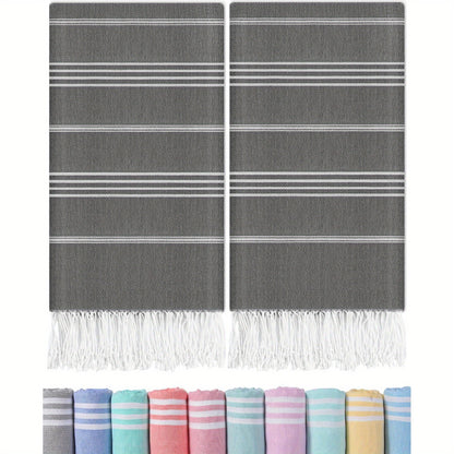 Turkish Beach Towels 2 Pack Sand Free Quick Dry Oversized Extra Large Lightweight Sandproof Compact Pool Swim Travel Camping Vacation Gift for Men Women Yellow Orange Blue Pink Purple Grey