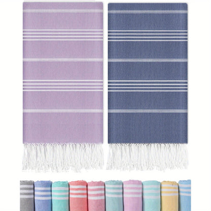 Turkish Beach Towels 2 Pack Sand Free Quick Dry Oversized Extra Large Lightweight Sandproof Compact Pool Swim Travel Camping Vacation Gift for Men Women Yellow Orange Blue Pink Purple Grey
