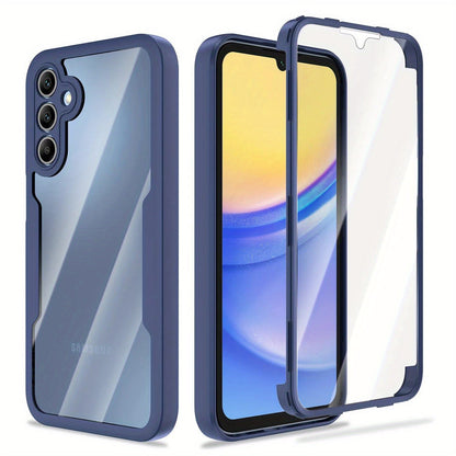 Rugged Samsung Galaxy A-Series Phone Case with Built-In Screen Cover in Four Colors and Six Model Options