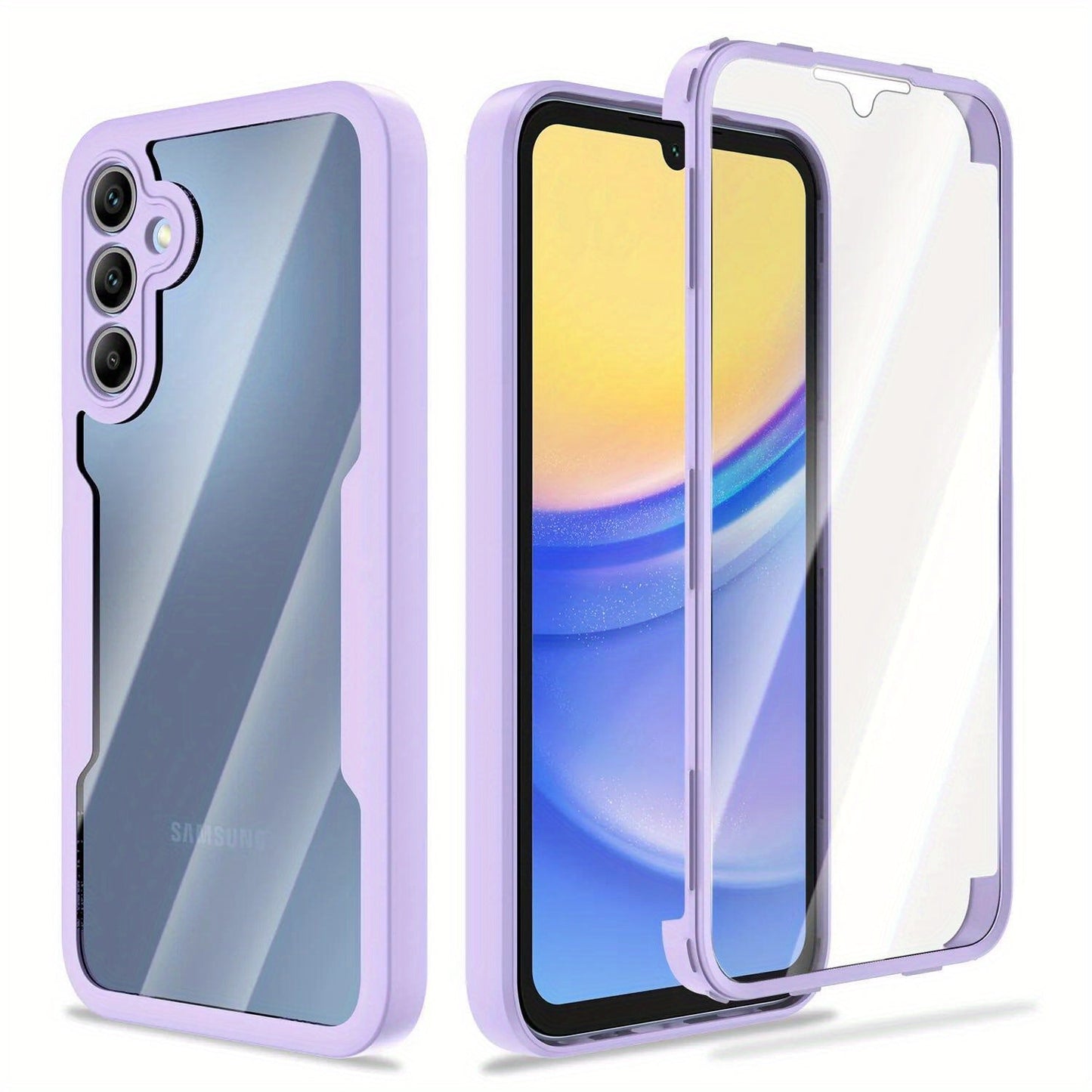 Rugged Samsung Galaxy A-Series Phone Case with Built-In Screen Cover in Four Colors and Six Model Options