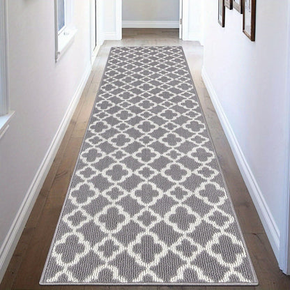 Moroccan Trellis Hallway Runner in Black or Gray with 2 × 6, 2 × 8 and 2 × 10 ft Size Options