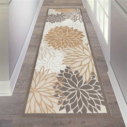 Floral Medallion Hallway Runner in Brown or Grey with 2 × 6, 2 × 8 and 2 × 10 ft Options for Home Decor