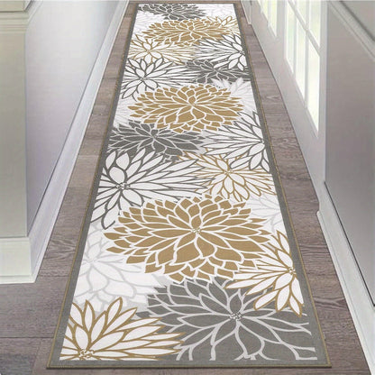 Floral Medallion Hallway Runner in Brown or Grey with 2 × 6, 2 × 8 and 2 × 10 ft Options for Home Decor