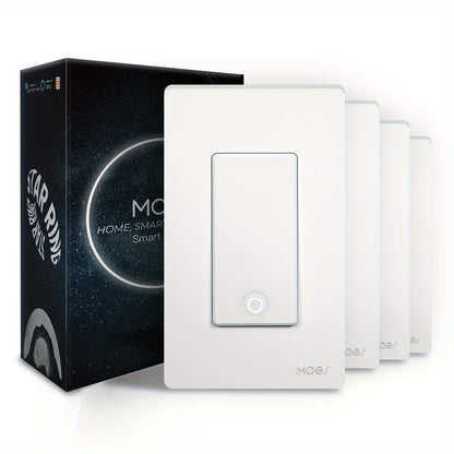 White Star Ring WiFi Wall Switch Four-Pack for Single-Pole or 3-Way Circuits with App, Voice and Schedule Control